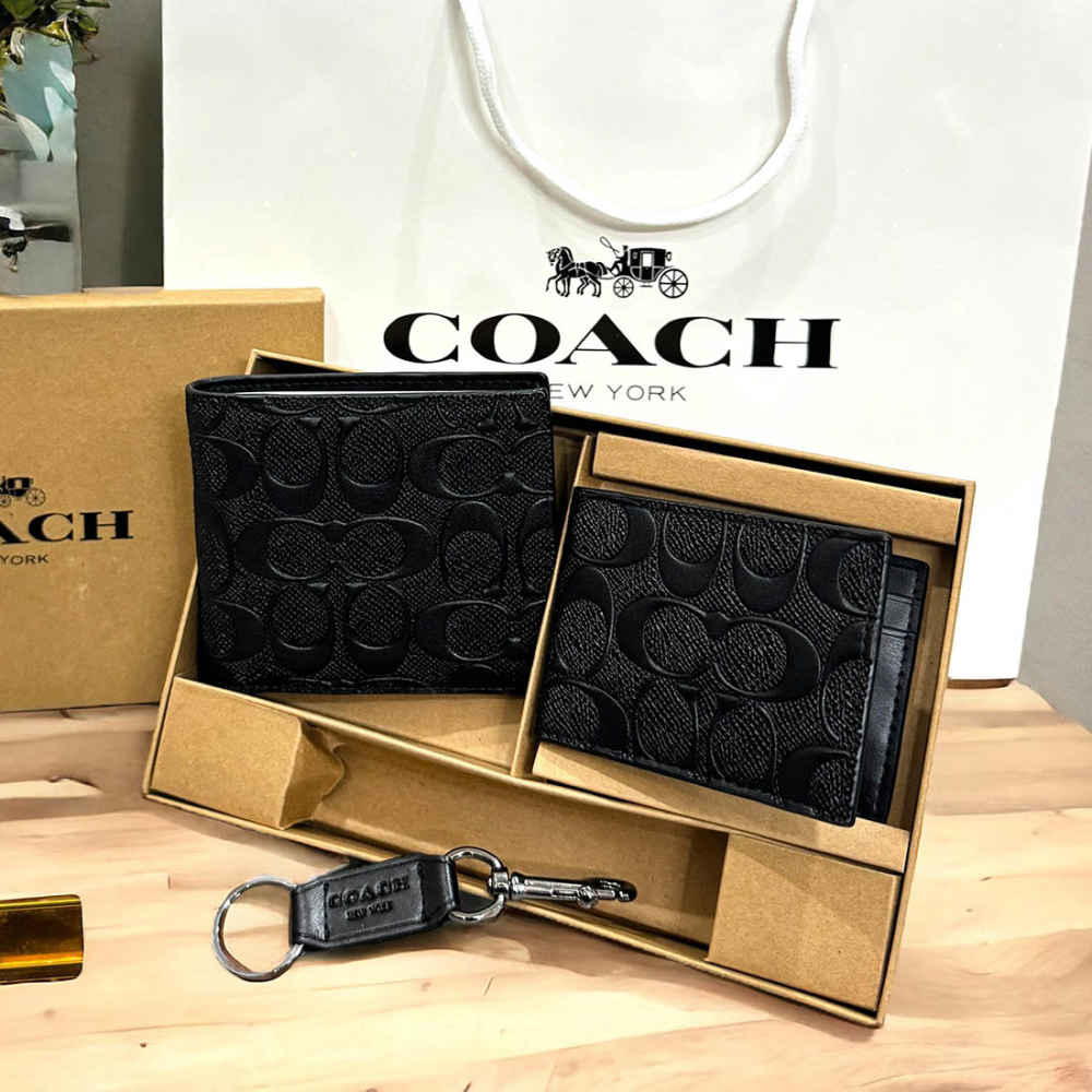Coach Signature Canvas Black 3-In-1 Wallet-1