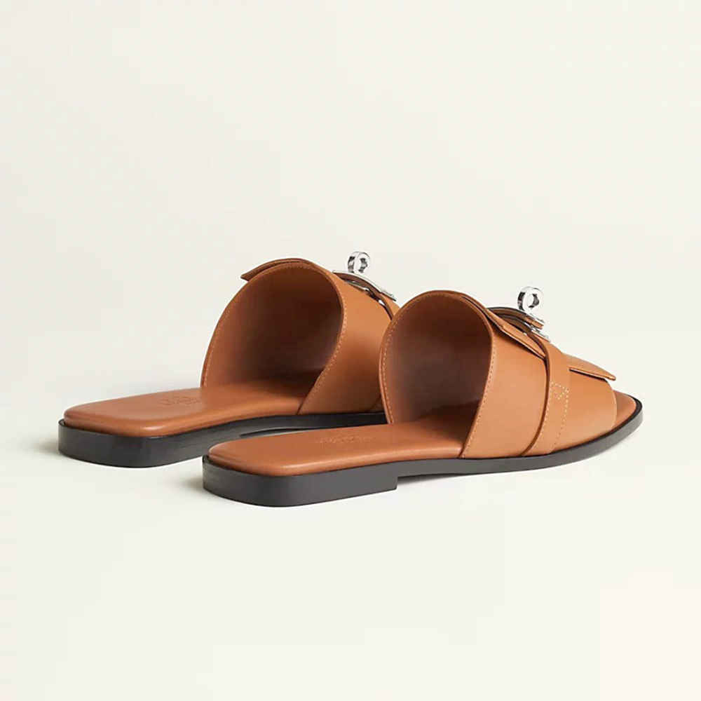 Hermes Giulia Brown Slide Sandal-thumb-2
