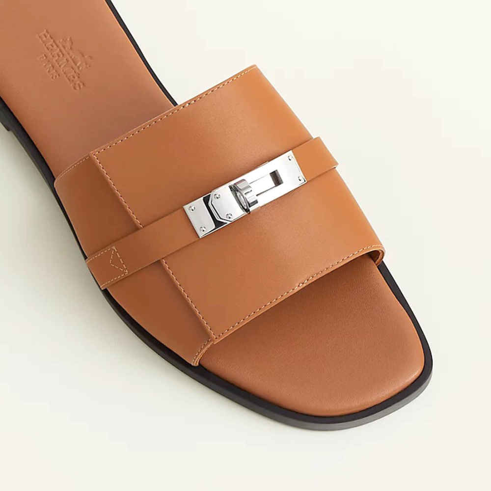 Hermes Giulia Brown Slide Sandal-thumb-3