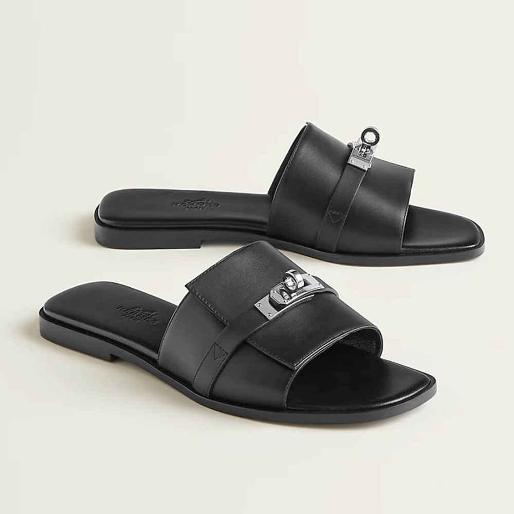 Hermes Giulia Black Slide Sandal-1