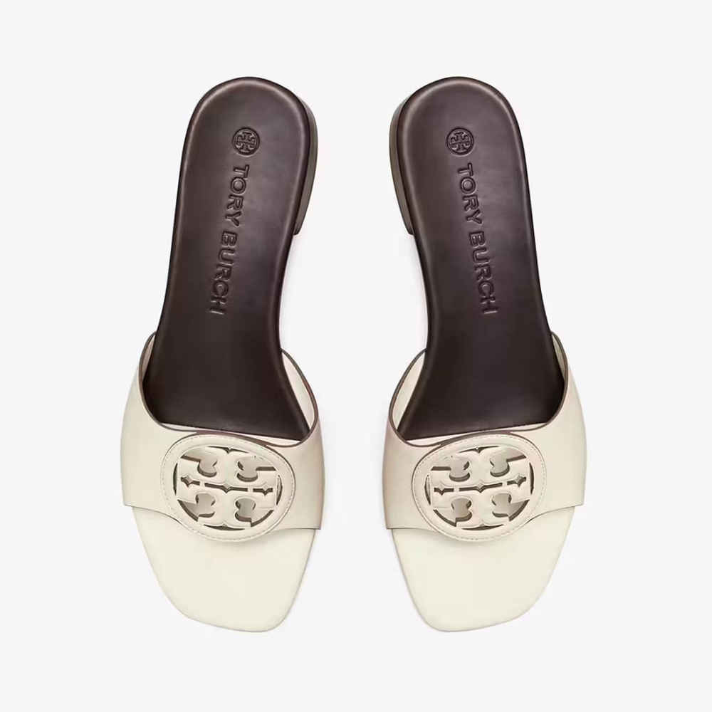 Tory Burch Bombé Miller White Slide Sandals-thumb-3