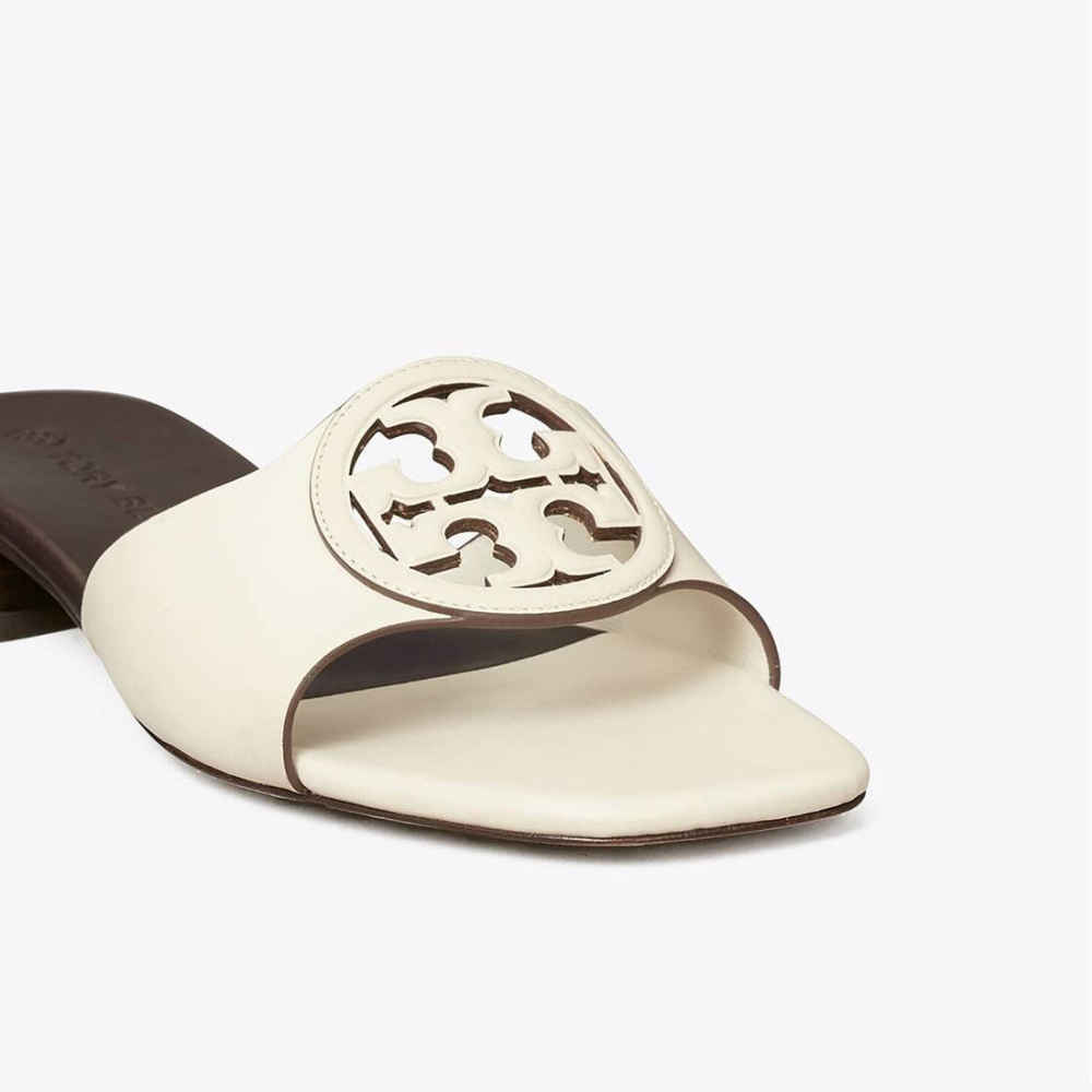 Tory Burch Bombé Miller White Slide Sandals-thumb-2