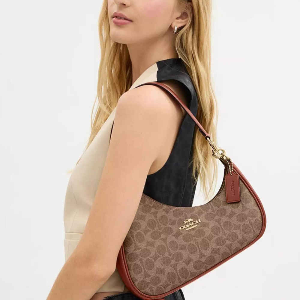 Coach Teri Twisted Brown Shoulder Bag-5
