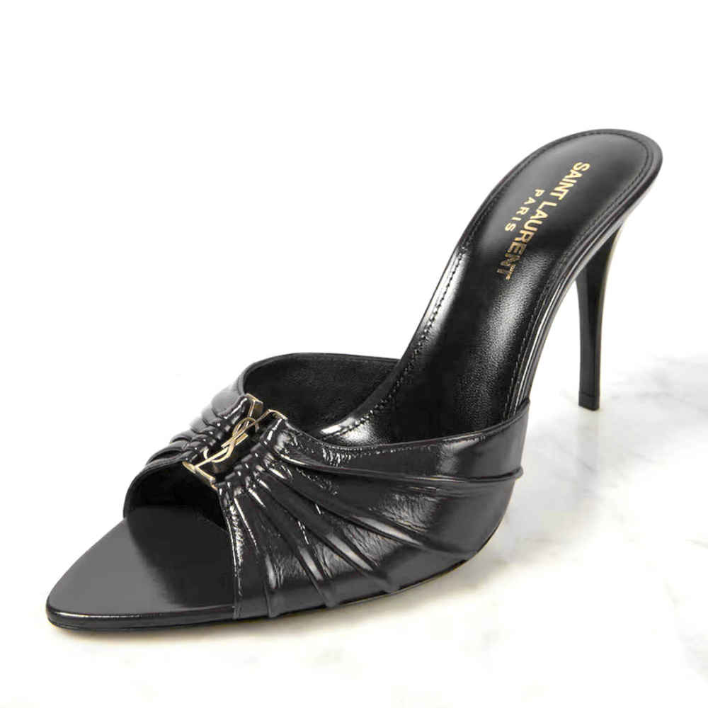 Saint Laurent Black Patent Leather Babylone Mules-2