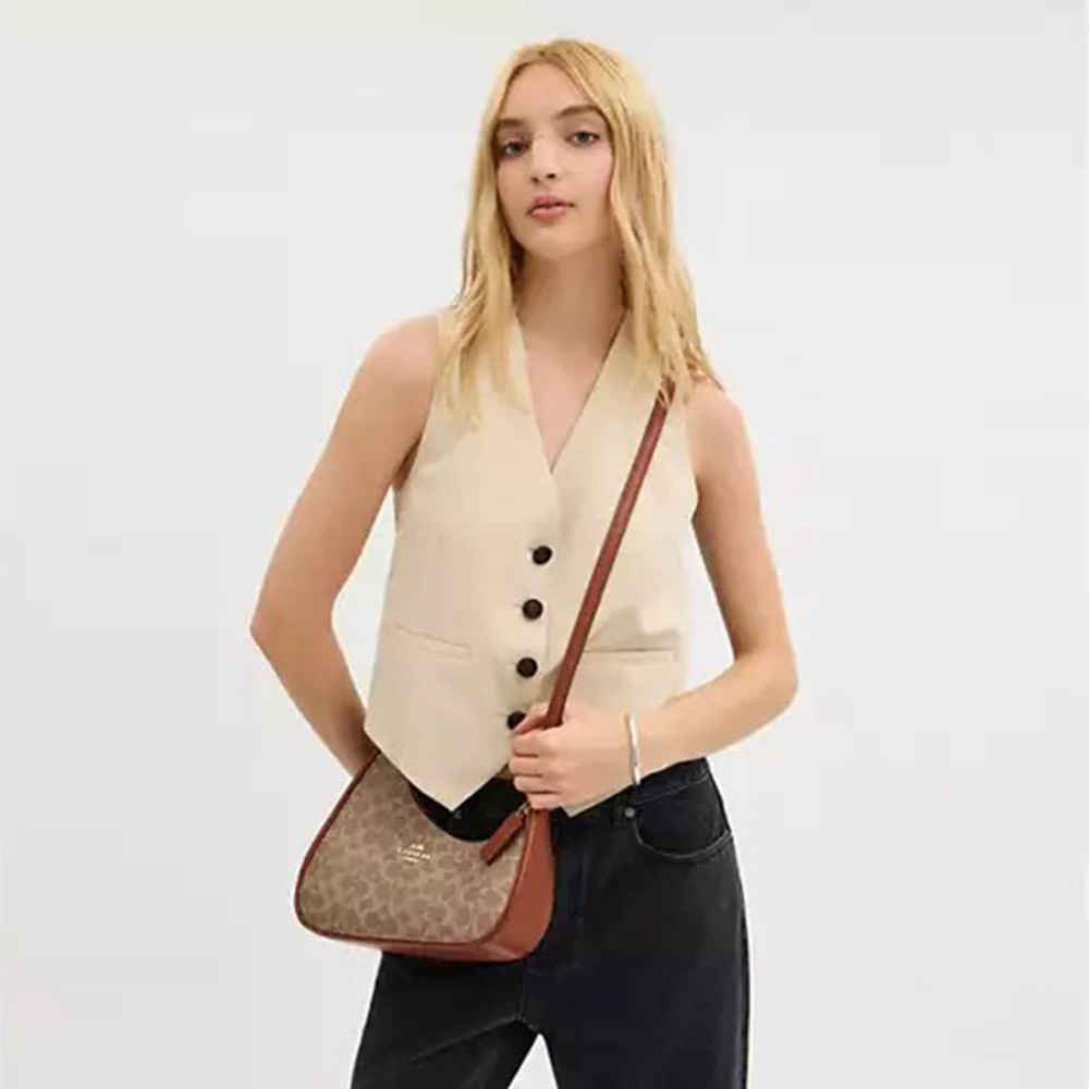 Coach Teri Twisted Brown Shoulder Bag-3