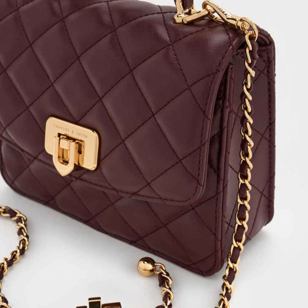 Charles & Keith Cressida Wine Sling Bag-3