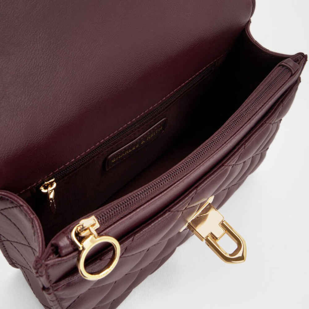 Charles & Keith Cressida Wine Sling Bag-4