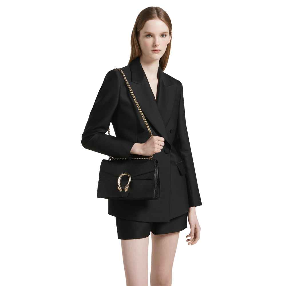 Gucci Crystal Dragon Black Leather Crossbody Bag-9