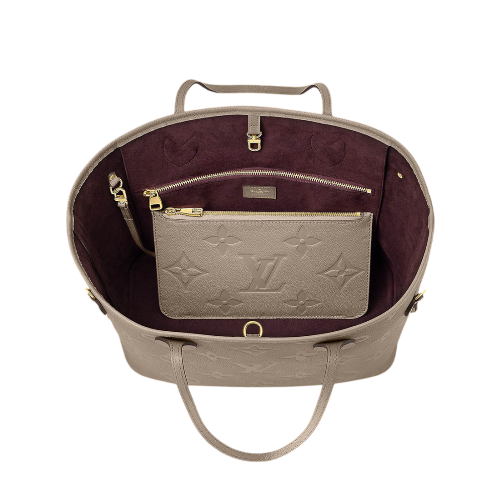 Louis Vuitton Solid Shades Embossed Neverfull Beige Tote Bag-3