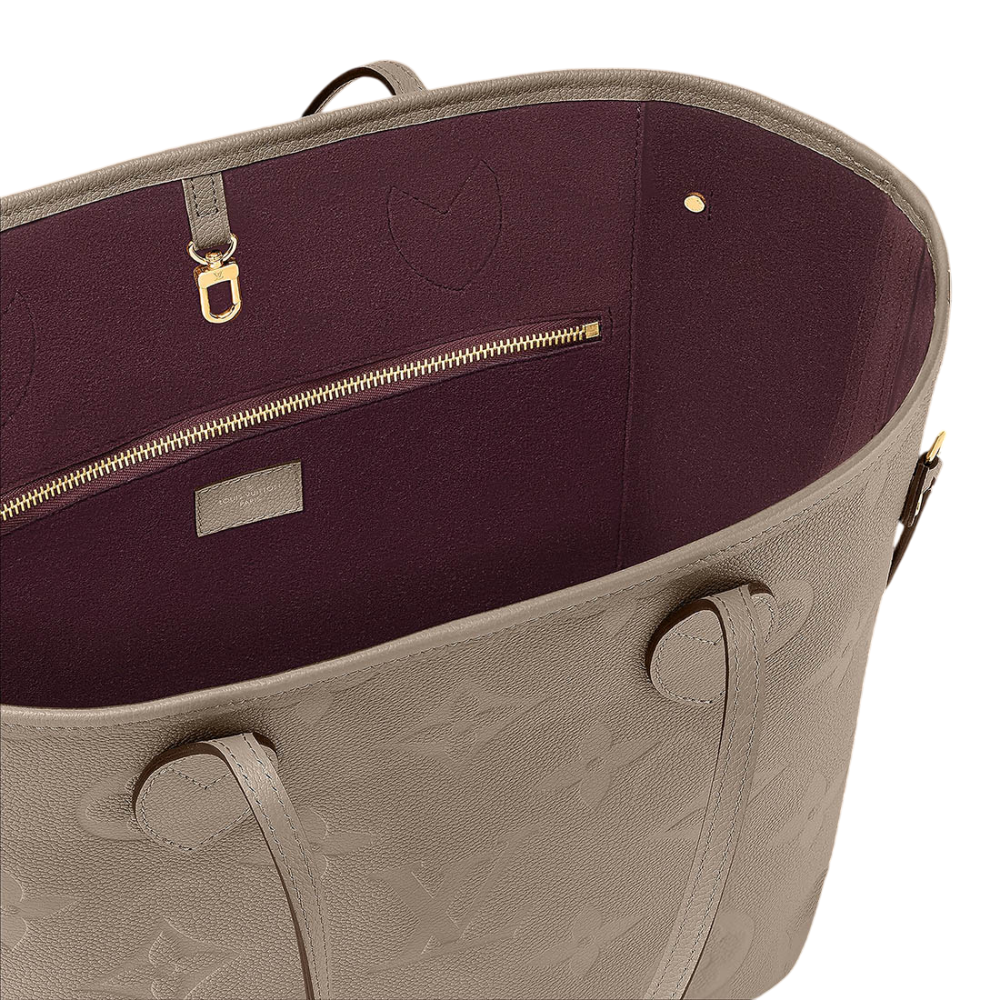 Louis Vuitton Solid Shades Embossed Neverfull Beige Tote Bag-6