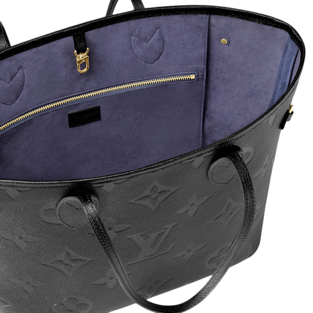 Louis Vuitton Solid Shades Embossed Neverfull Black Tote Bag-5