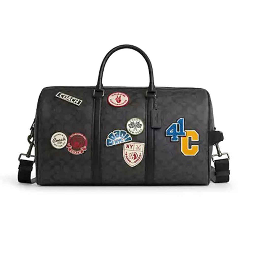 Coach Signature Canvas Black Duffle Bag-thumb-1