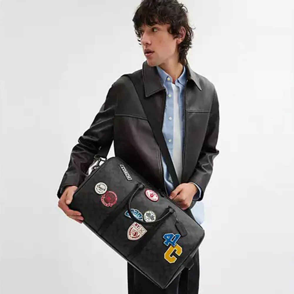 Coach Signature Canvas Black Duffle Bag-thumb-6