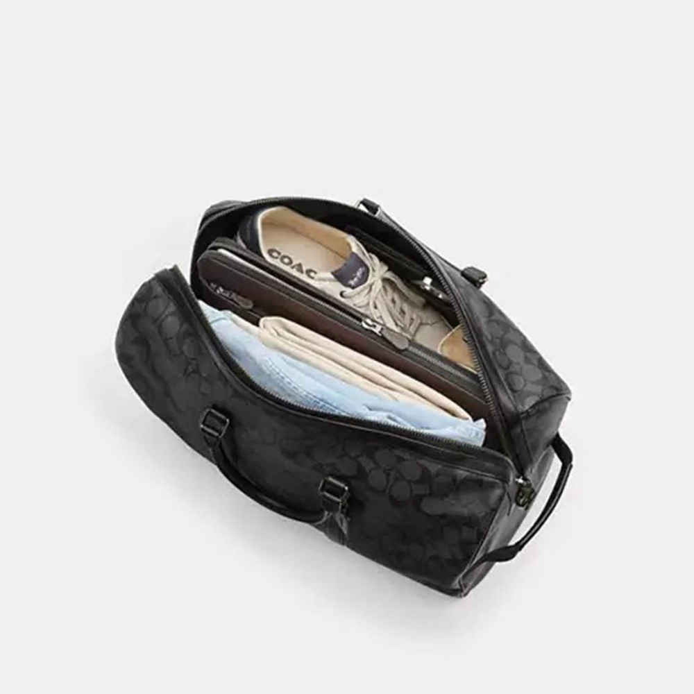 Coach Signature Canvas Black Duffle Bag-thumb-4