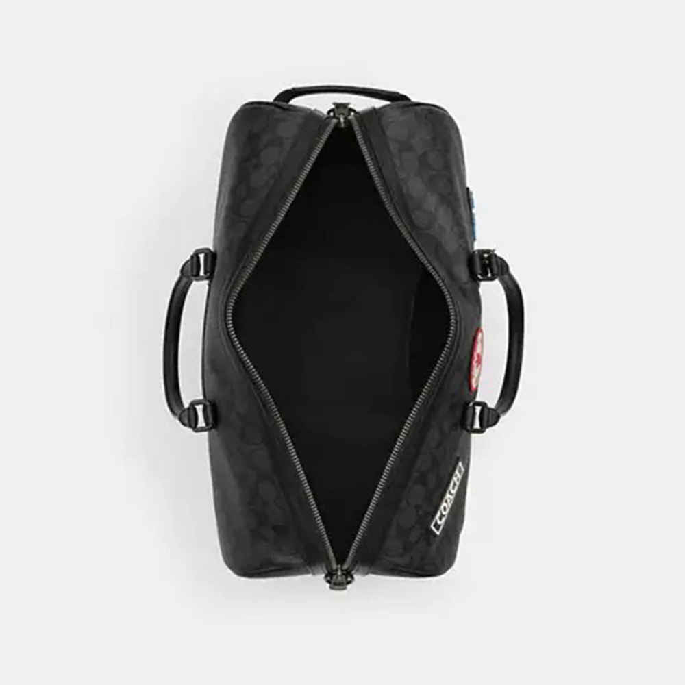 Coach Signature Canvas Black Duffle Bag-thumb-3