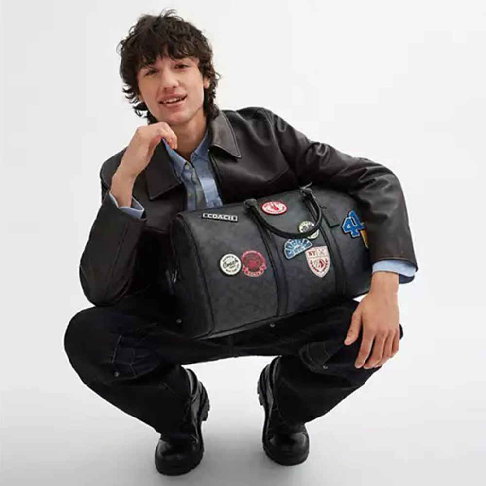 Coach Signature Canvas Black Duffle Bag-thumb-7