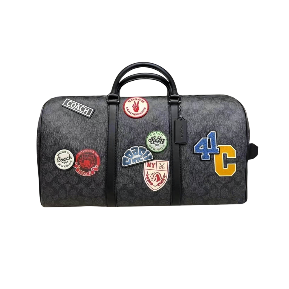 Coach Signature Canvas Black Duffle Bag-thumb-0