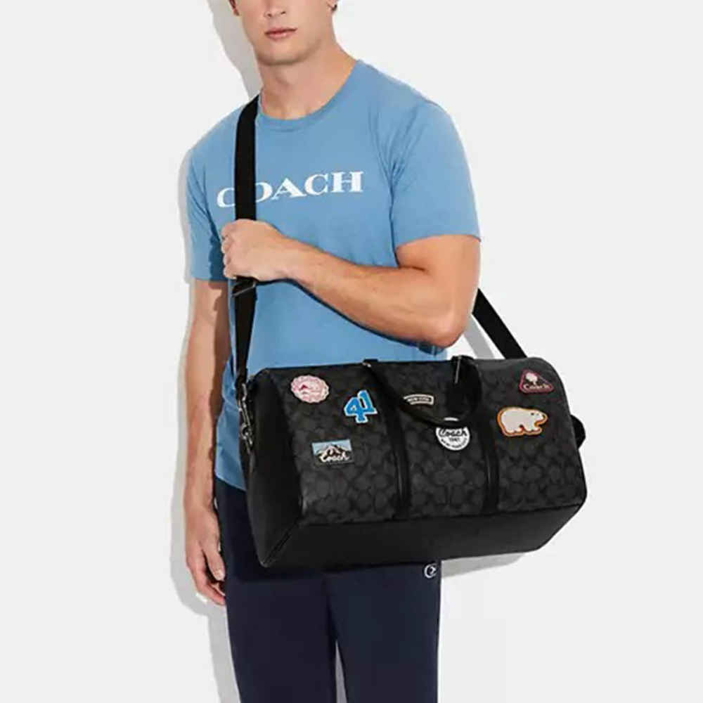 Coach Signature Canvas Black Duffle Bag-4