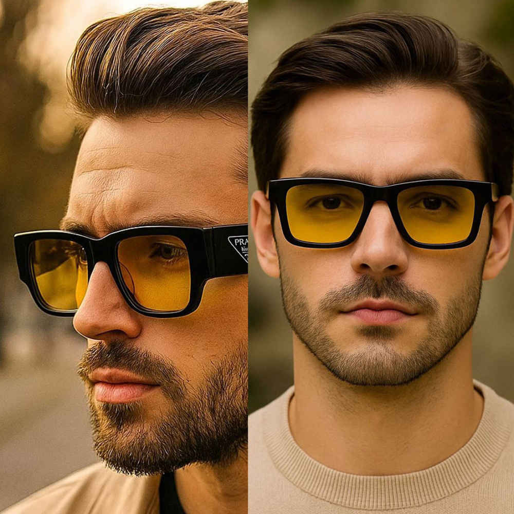 Prada Symbole Square Frame Golden Sunglasses-1