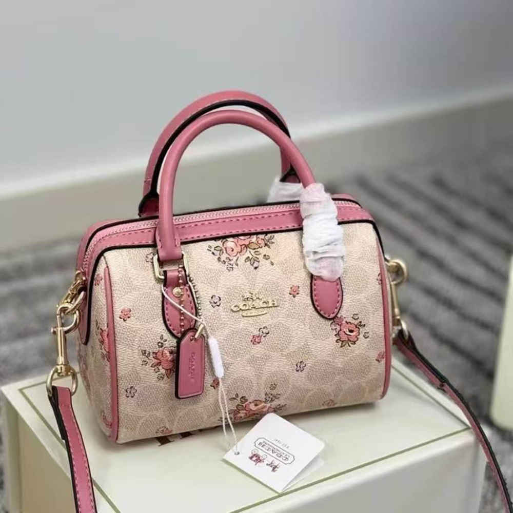 Coach Rowan Crossbody Pink Bag with Floral Print-thumb-0