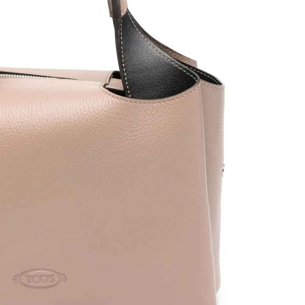 Tod's Boston Beige Leather Tote Bag-1