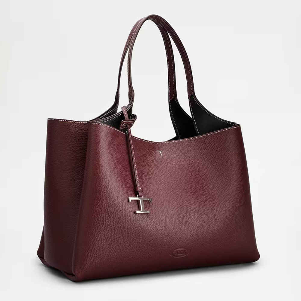 Tod's Boston Coffee Leather Tote Bag-1
