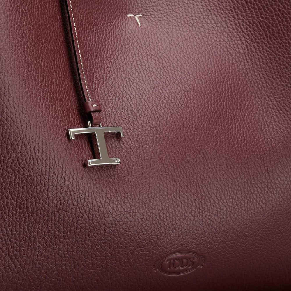 Tod's Boston Coffee Leather Tote Bag-3