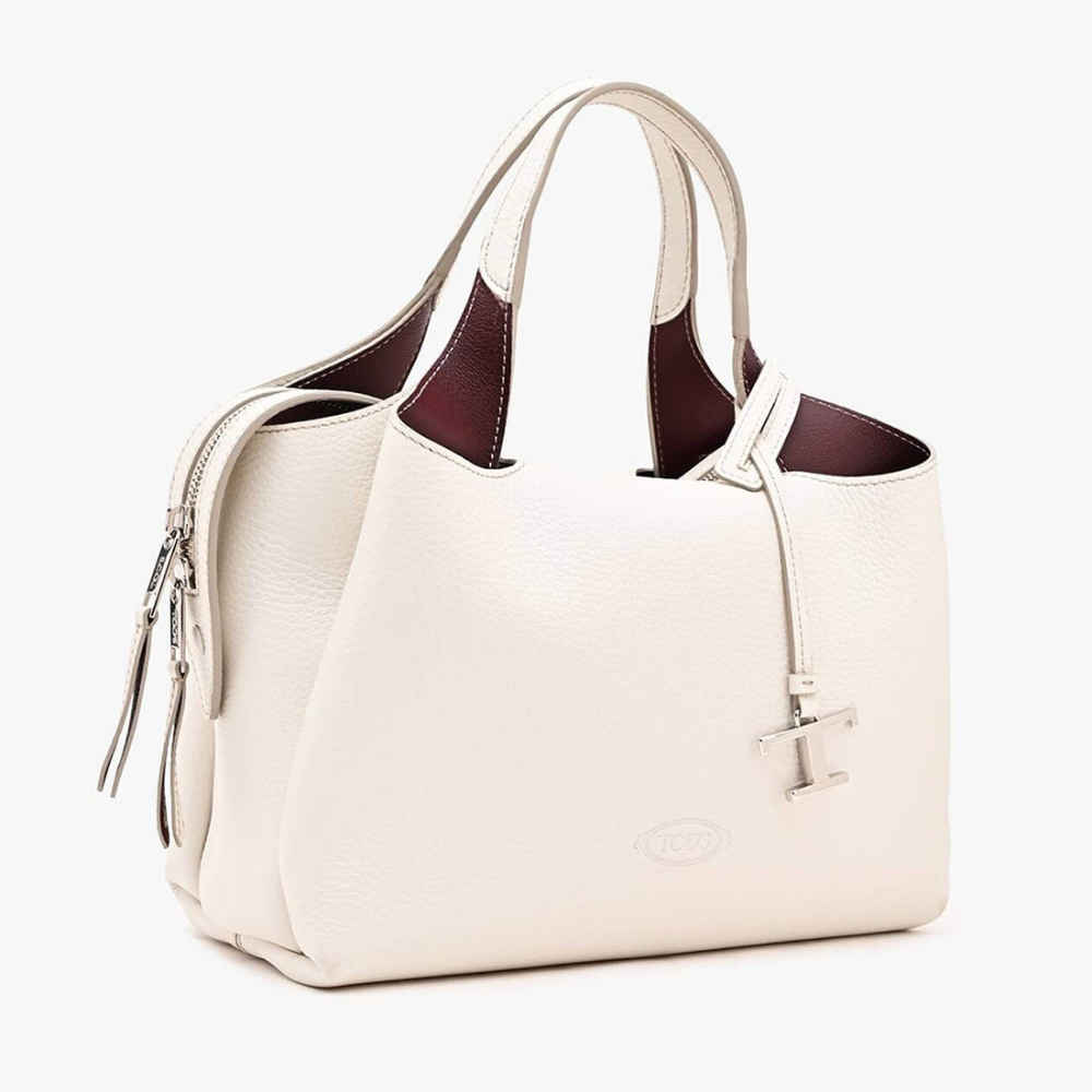 Tod's Boston White Leather Tote Bag-1