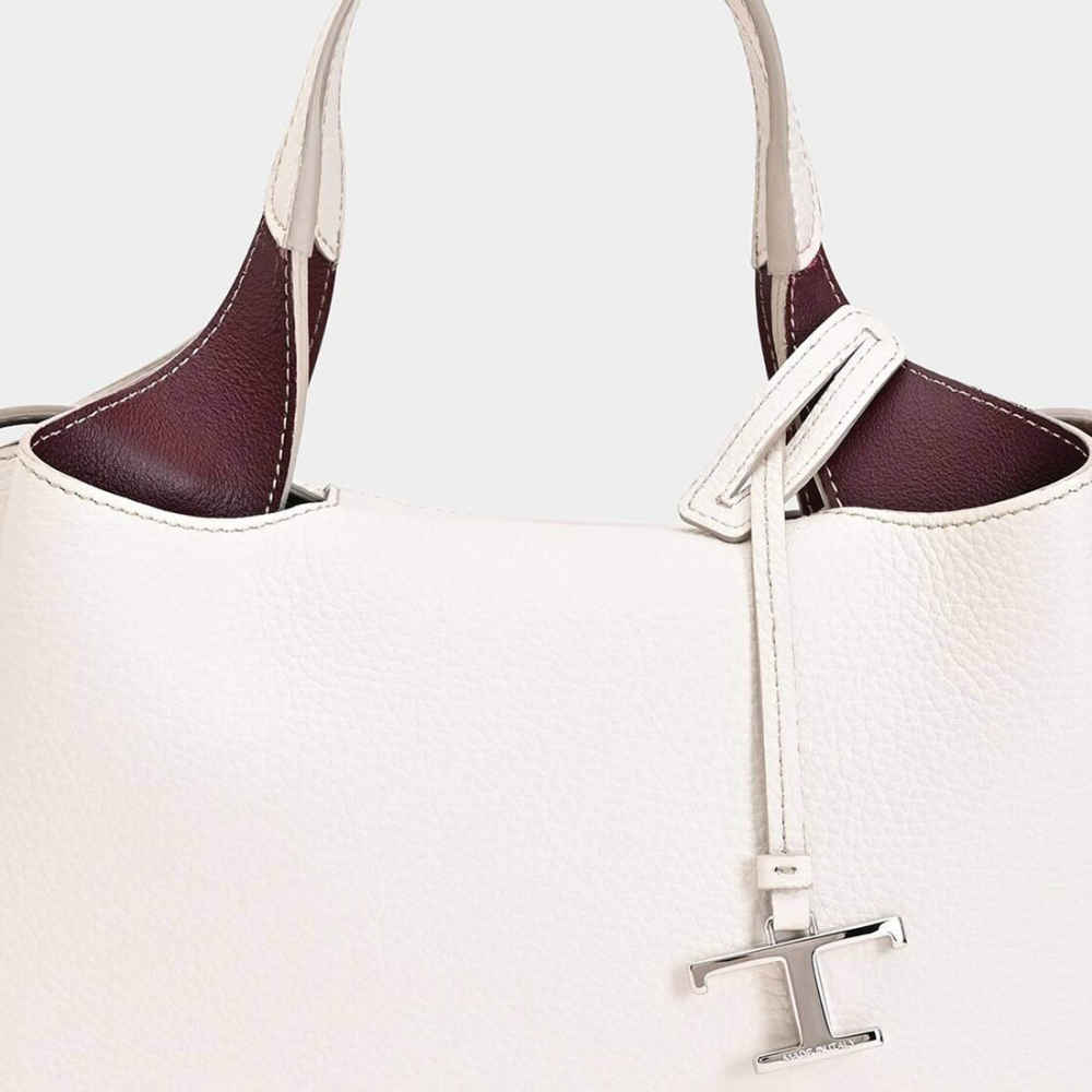 Tod's Boston White Leather Tote Bag-4