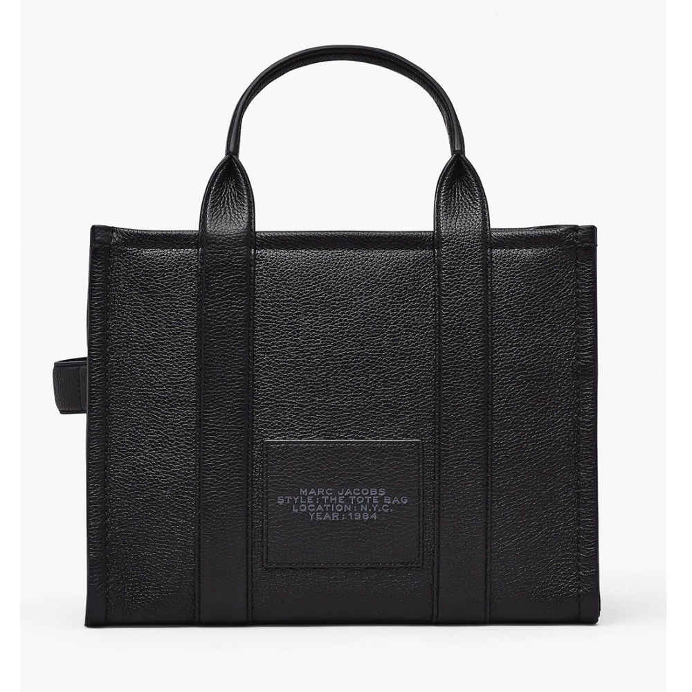 Marc Jacobs The Leather Medium Black Tote Bag-1