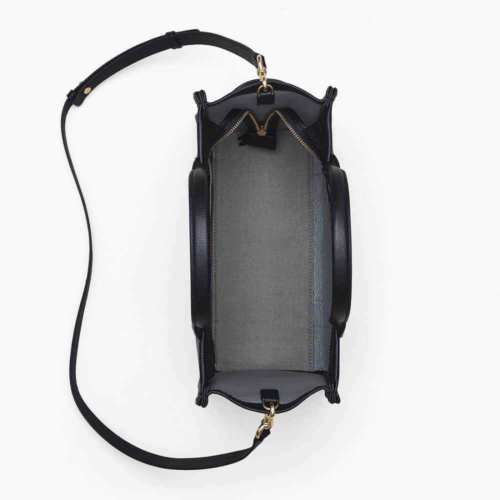 Marc Jacobs The Leather Medium Black Tote Bag-3