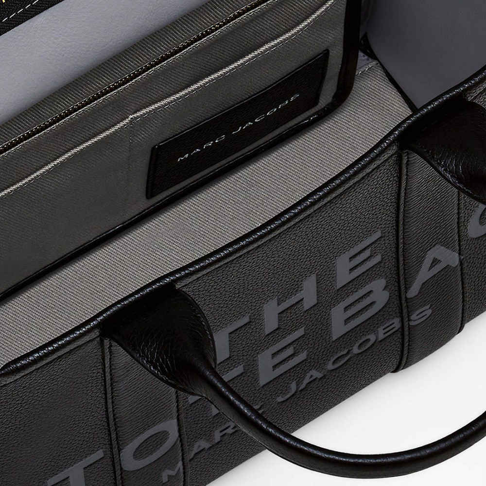 Marc Jacobs The Leather Medium Black Tote Bag-5