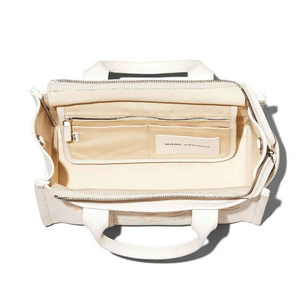 Marc Jacobs Canvas White Leather Tote Bag-3