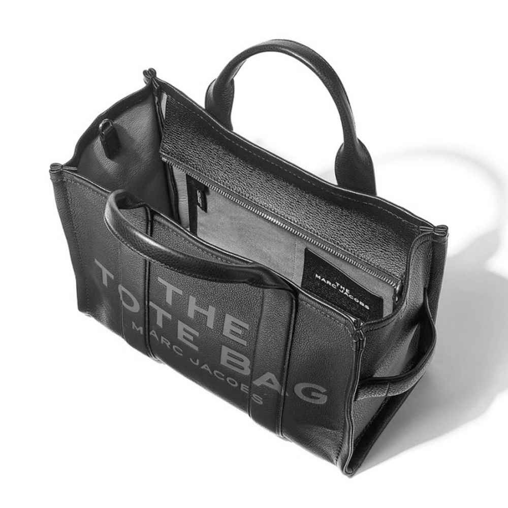 Marc Jacobs Canvas Black Leather Tote Bag-2