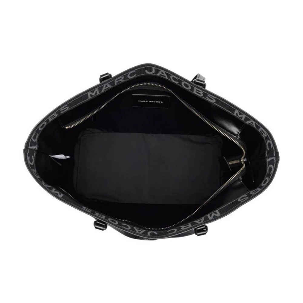 Marc Jacobs Canvas Black Leather Tote Bag-2