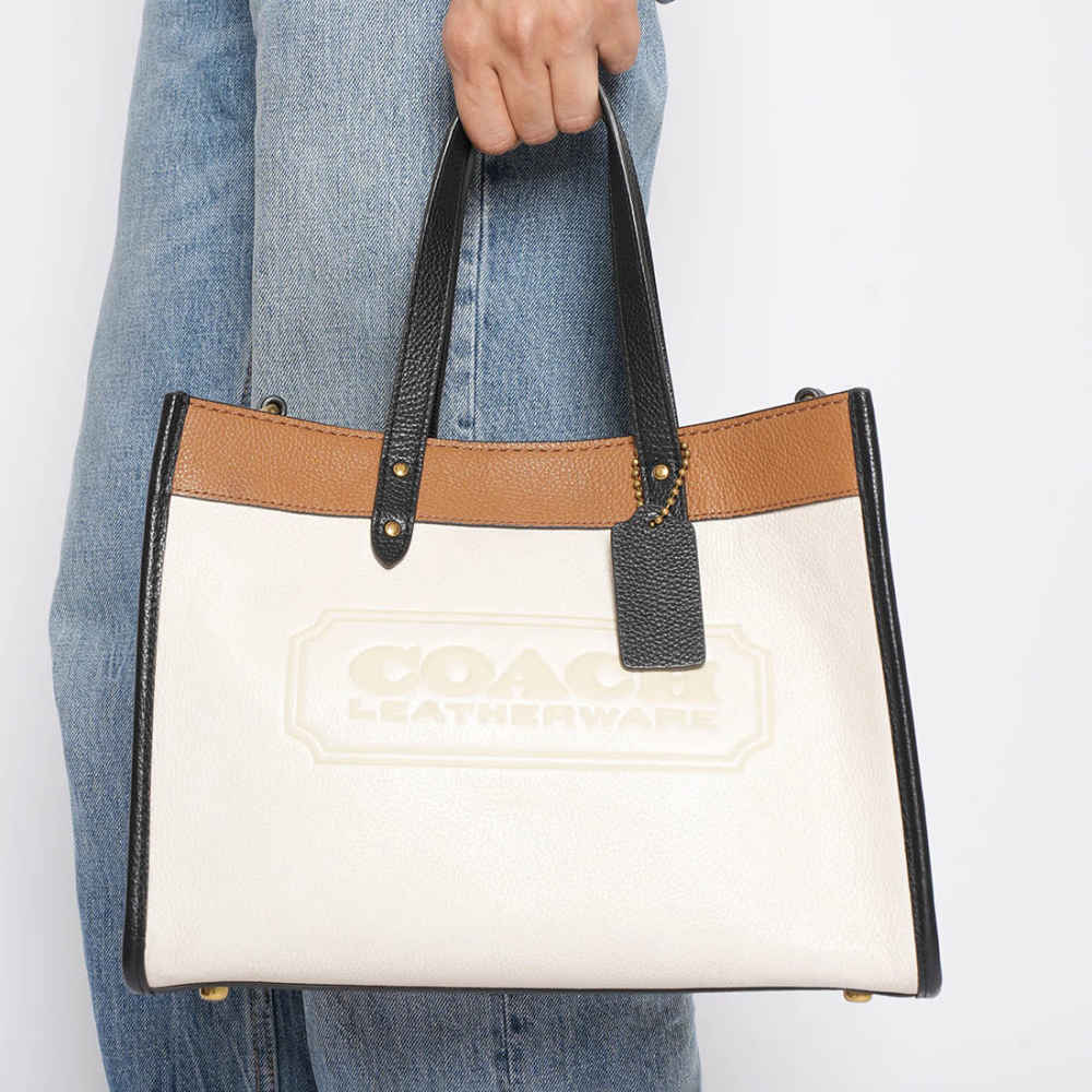 Coach Field White & Brown Tote Bag-2