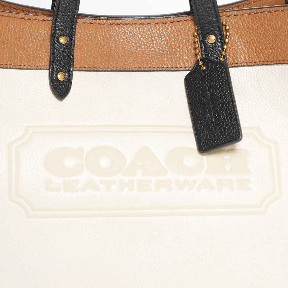 Coach Field White & Brown Tote Bag-3