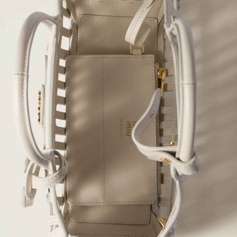 Miu Miu Leather Trimmed Large White Basket Bag-4
