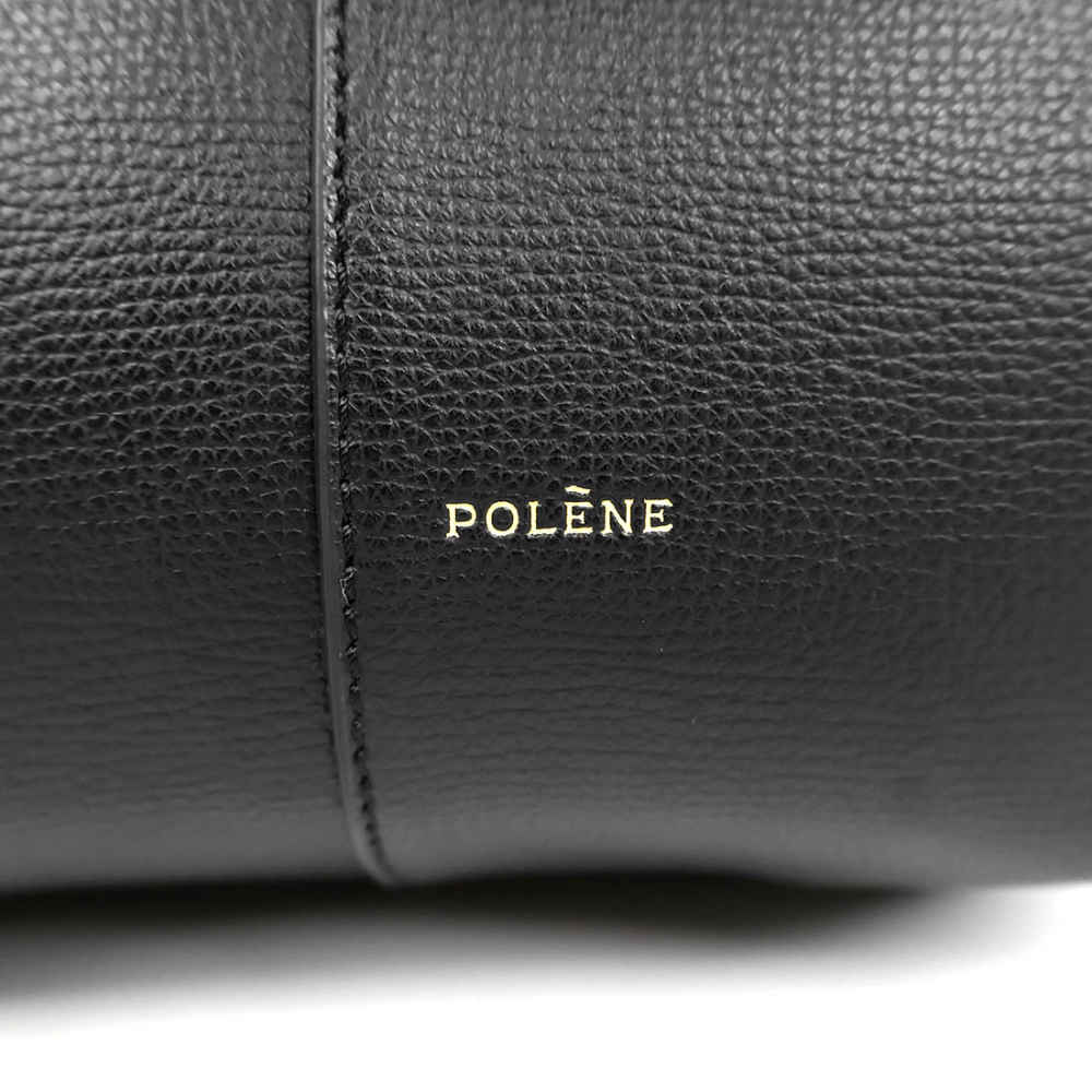 Polene Grained Black Leather Tote Bag-thumb-4