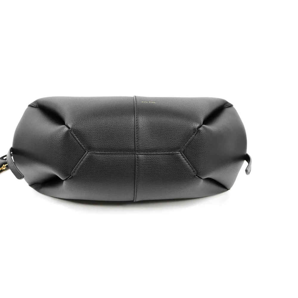 Polene Grained Black Leather Tote Bag-thumb-3