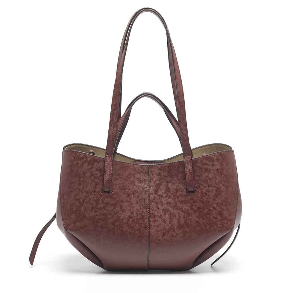 Polene Grained Wine Leather Tote Bag-1