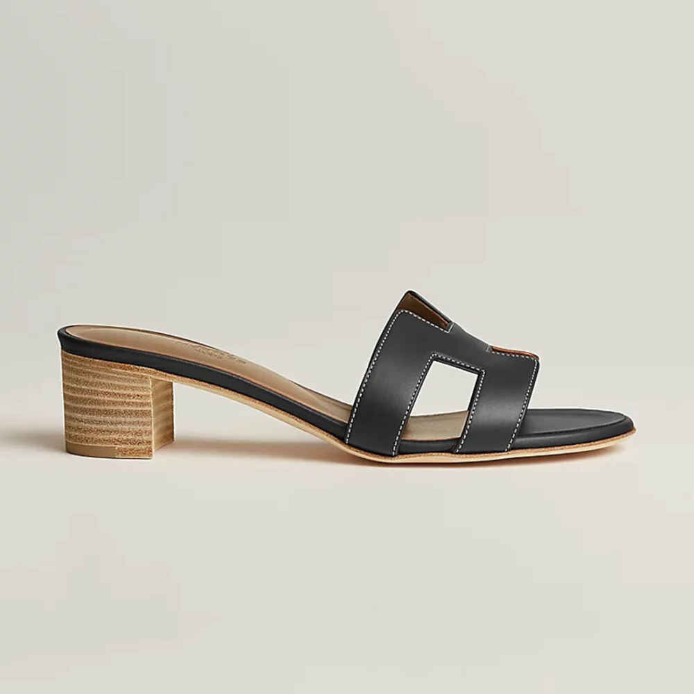 Hermes Oasis Black Heel Sandal-1
