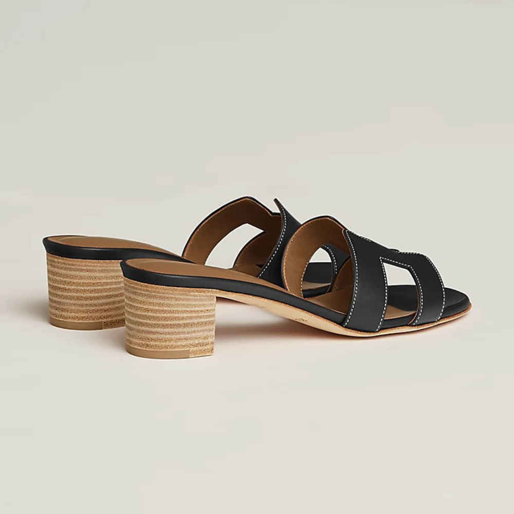 Hermes Oasis Black Heel Sandal-2