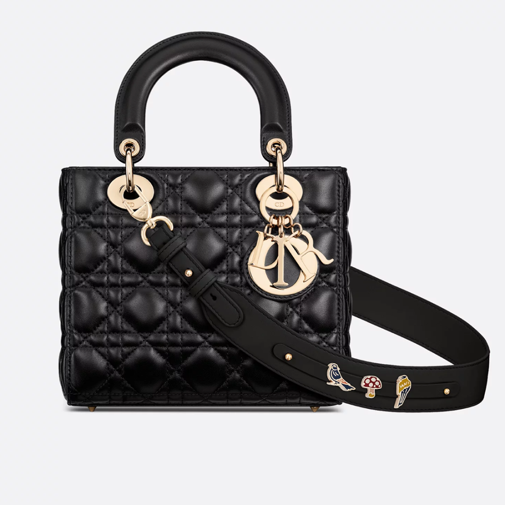 Lady Dior Signature Black Handbag-thumb-0