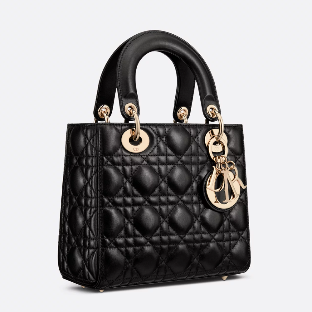 Lady Dior Signature Black Handbag-thumb-2