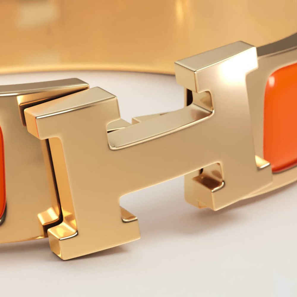 Hermes Orange Clic H Bracelet-thumb-2