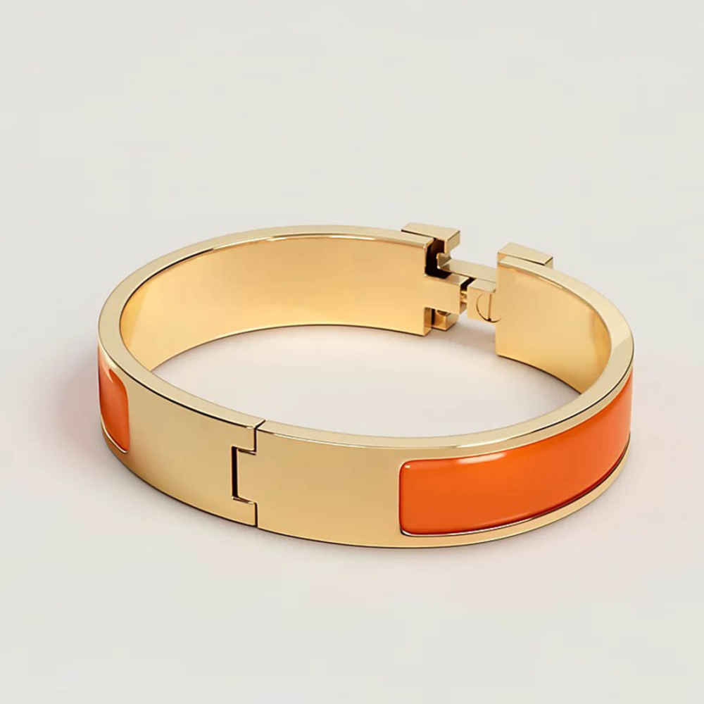 Hermes Orange Clic H Bracelet-thumb-1