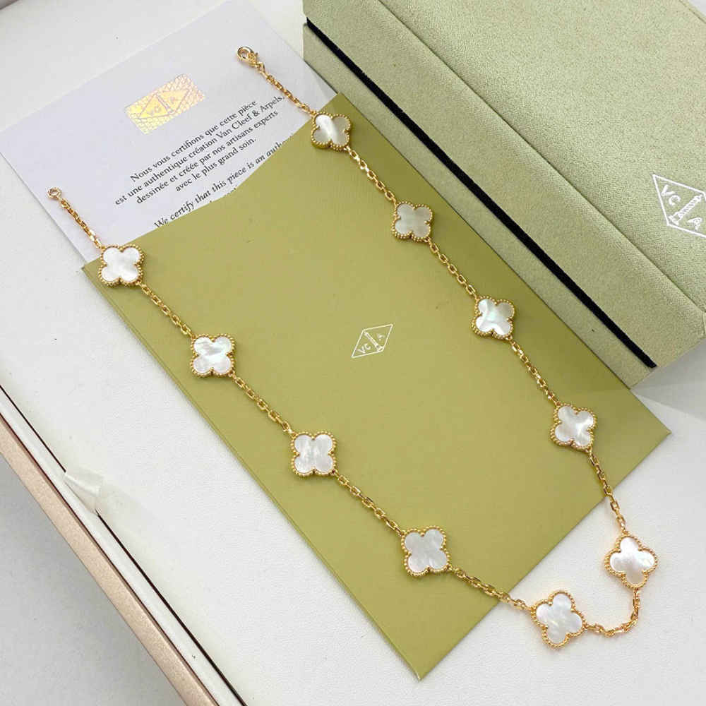 Van Cleef Alhambra White Necklace-thumb-1