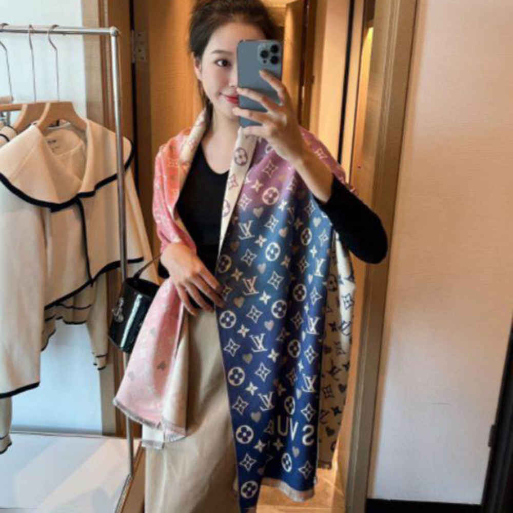 Louis Vuitton Designer Blue Ombre Stole-thumb-1