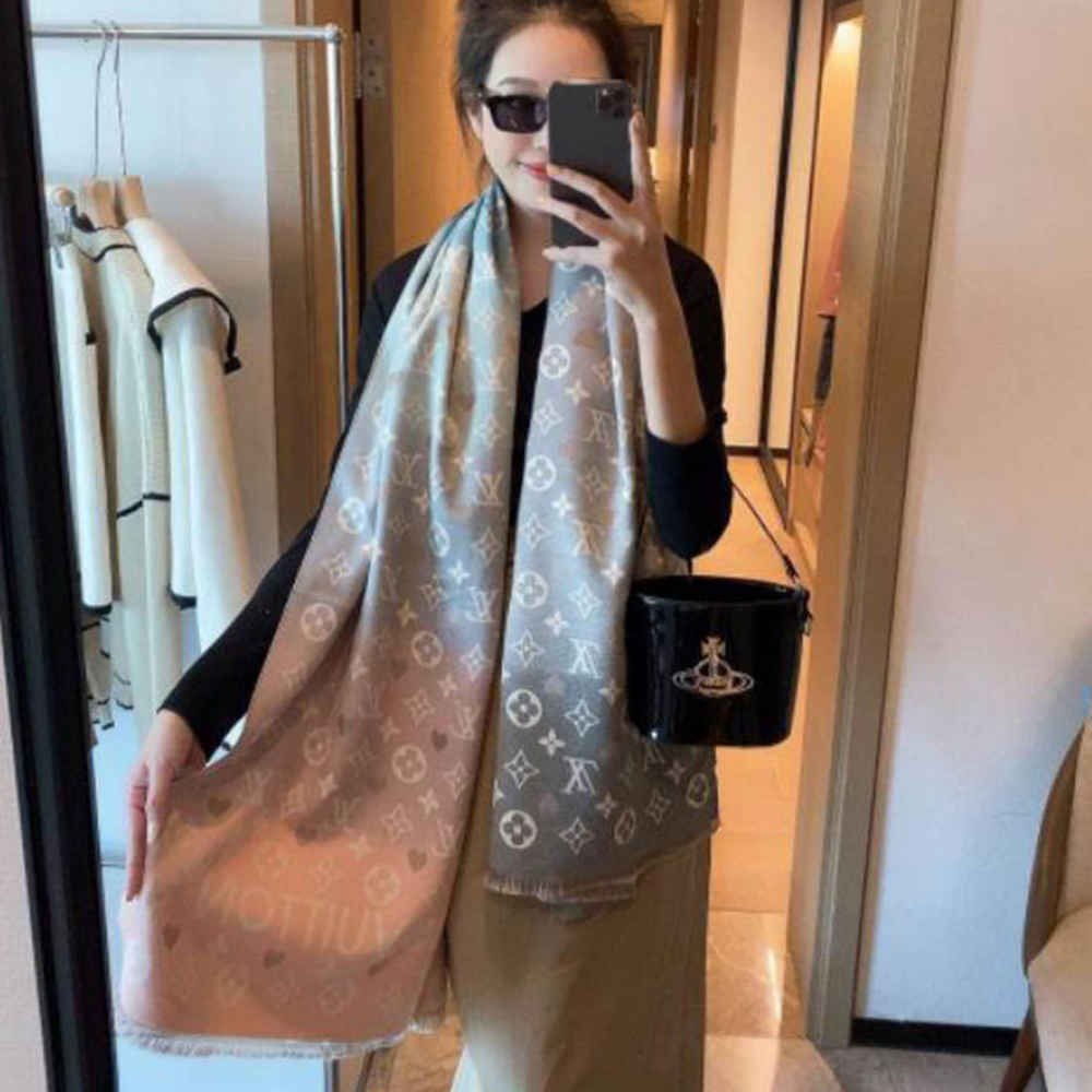 Louis Vuitton Designer Pink Ombre Stole-thumb-3